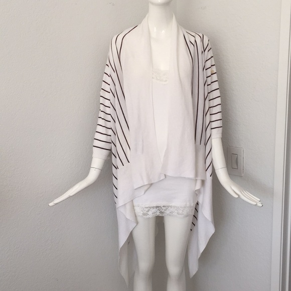 Bcbg Maxazria striped wrap sweater. White brown - Picture 1 of 6